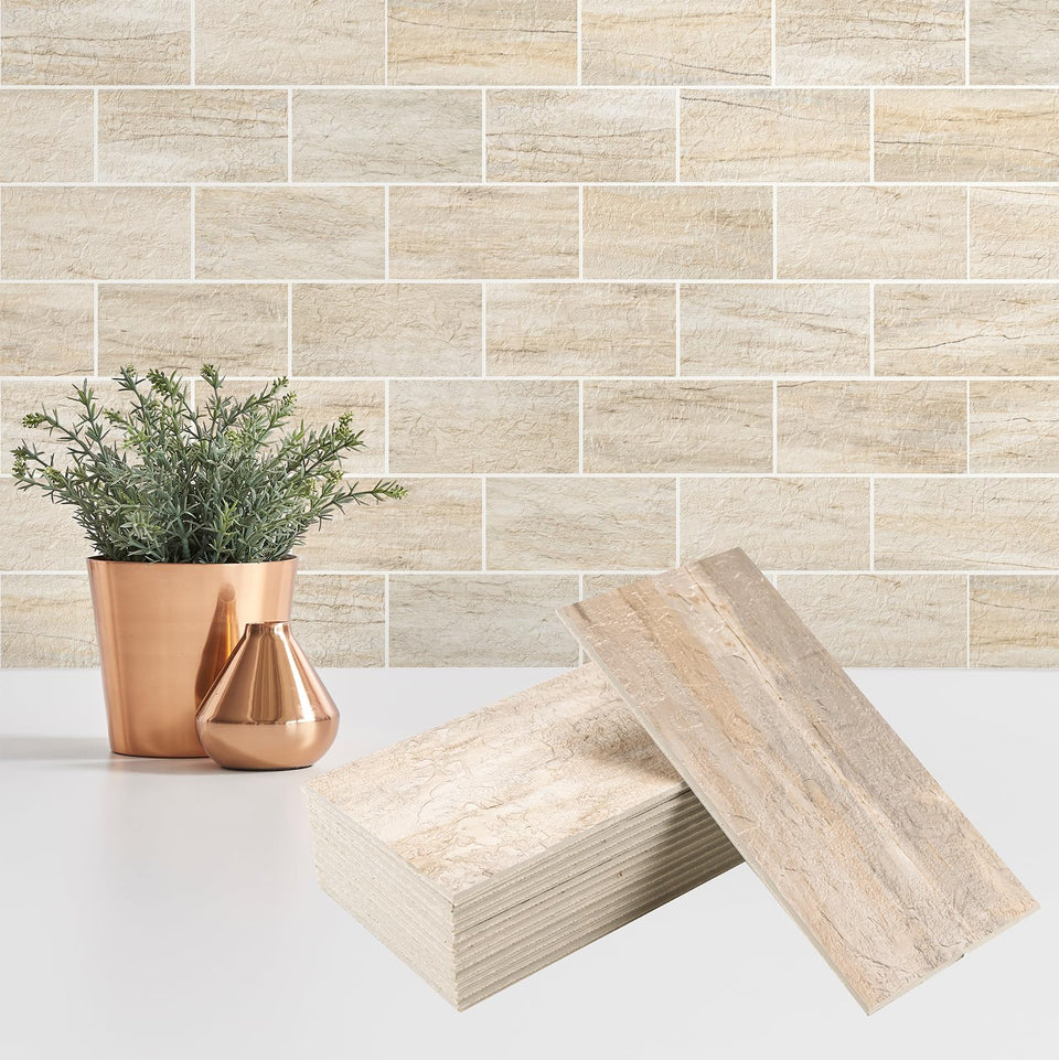 StyloVue backsplash tiles in grayish beige for a durable kitchen upgrade.