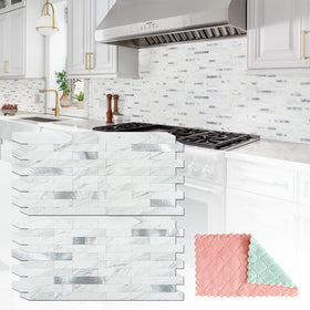 StyloVue white marble with silver look backsplash for a stylish kitchen upgrade.