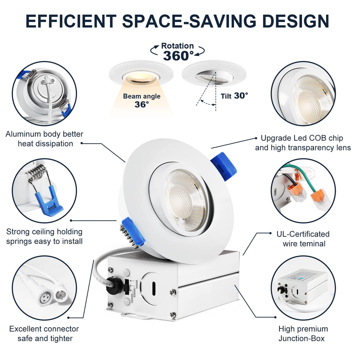 Sublimation eco-friendly aluminum recessed light with durable housing