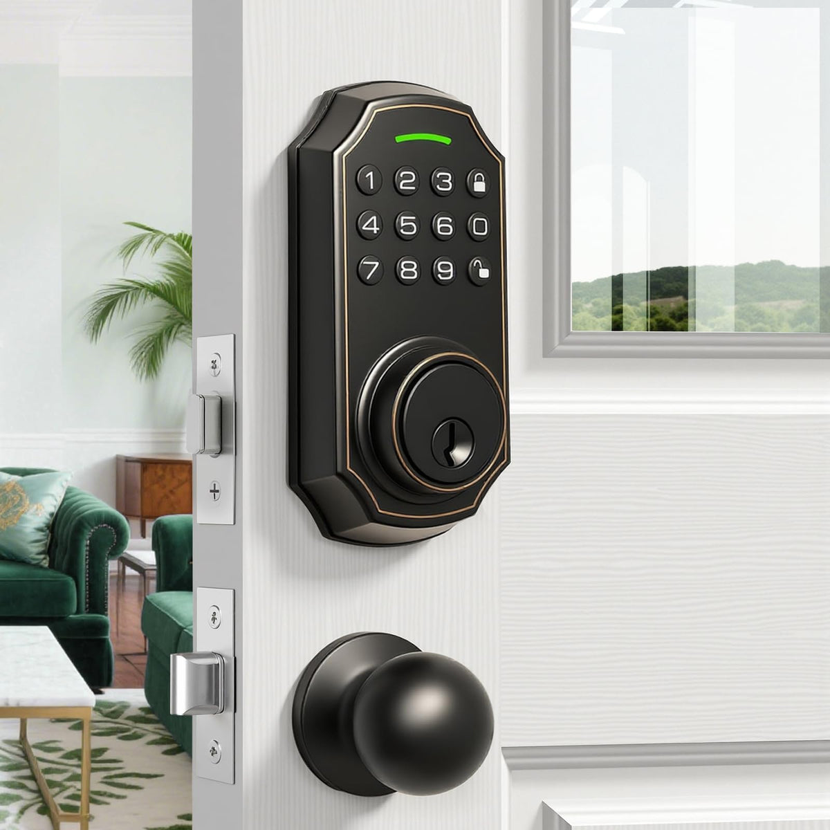 SUBPOT smart lock front-assembly enables quick keyless entry with password and emergency key.