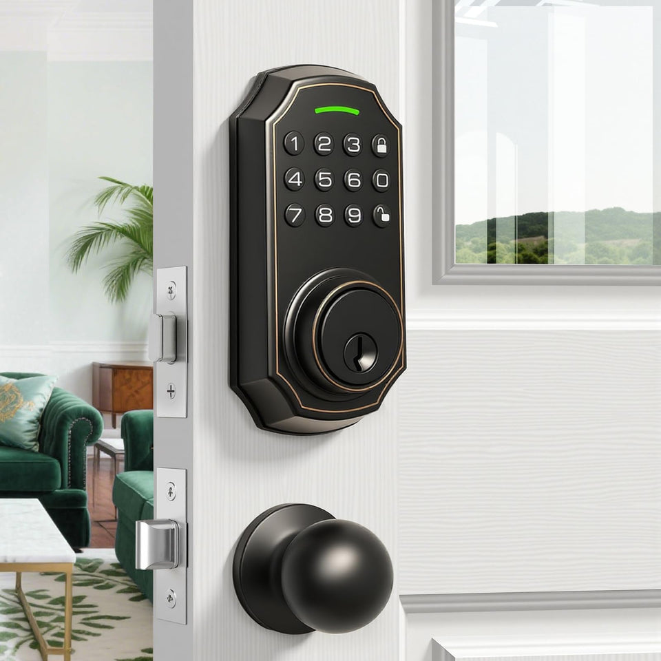 SUBPOT smart lock front-assembly enables quick keyless entry with password and emergency key.