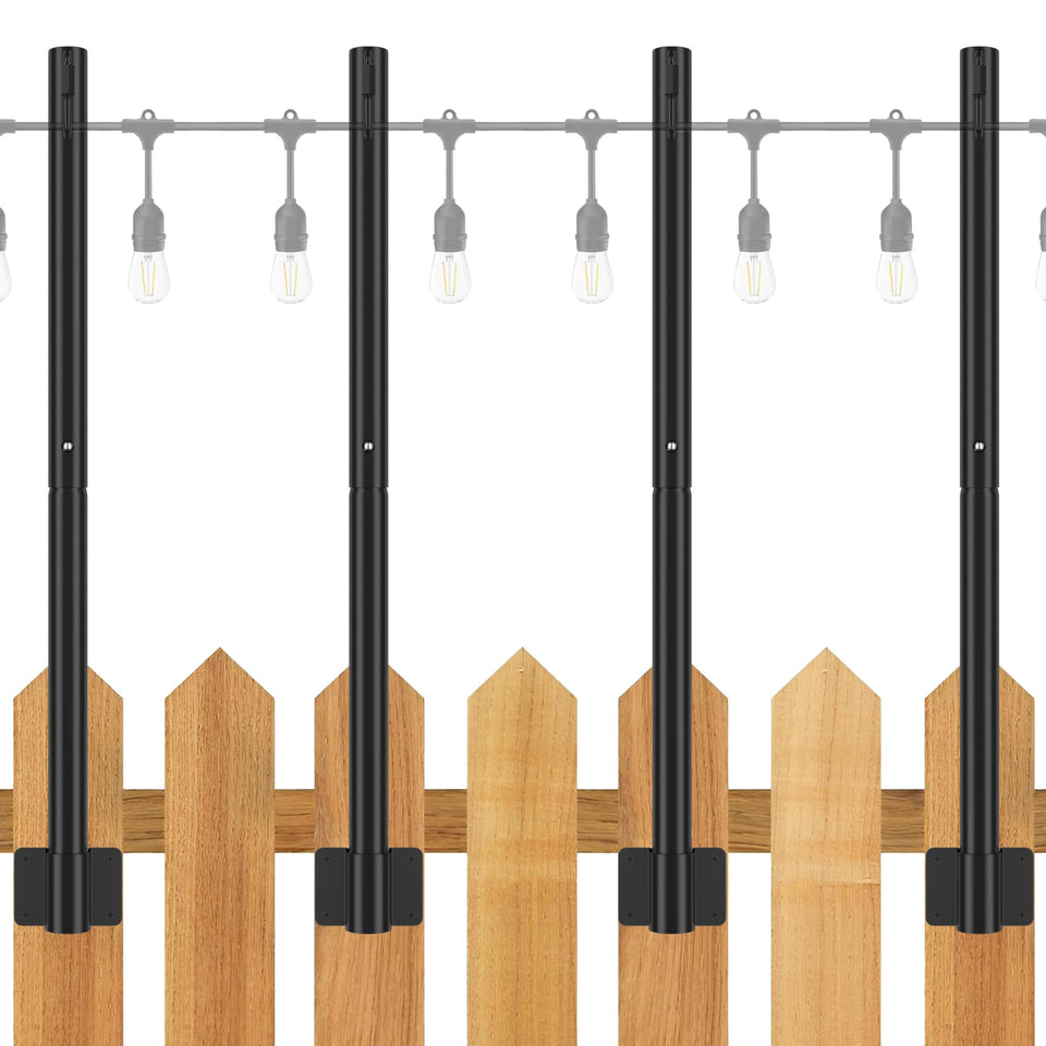 Suchtale 4-pack 2.8 ft string light poles for outdoor patio lighting.