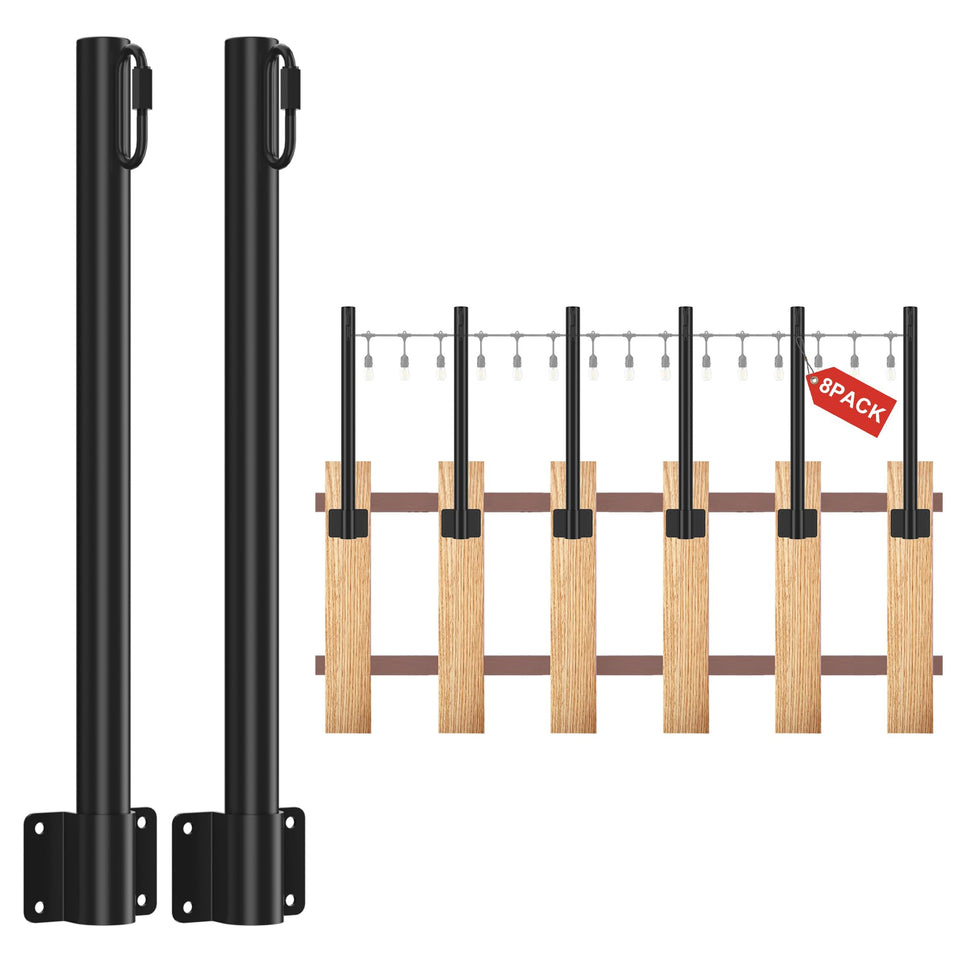 Suchtale eight-pack 1.3 ft string light poles for quick outdoor fence lighting.