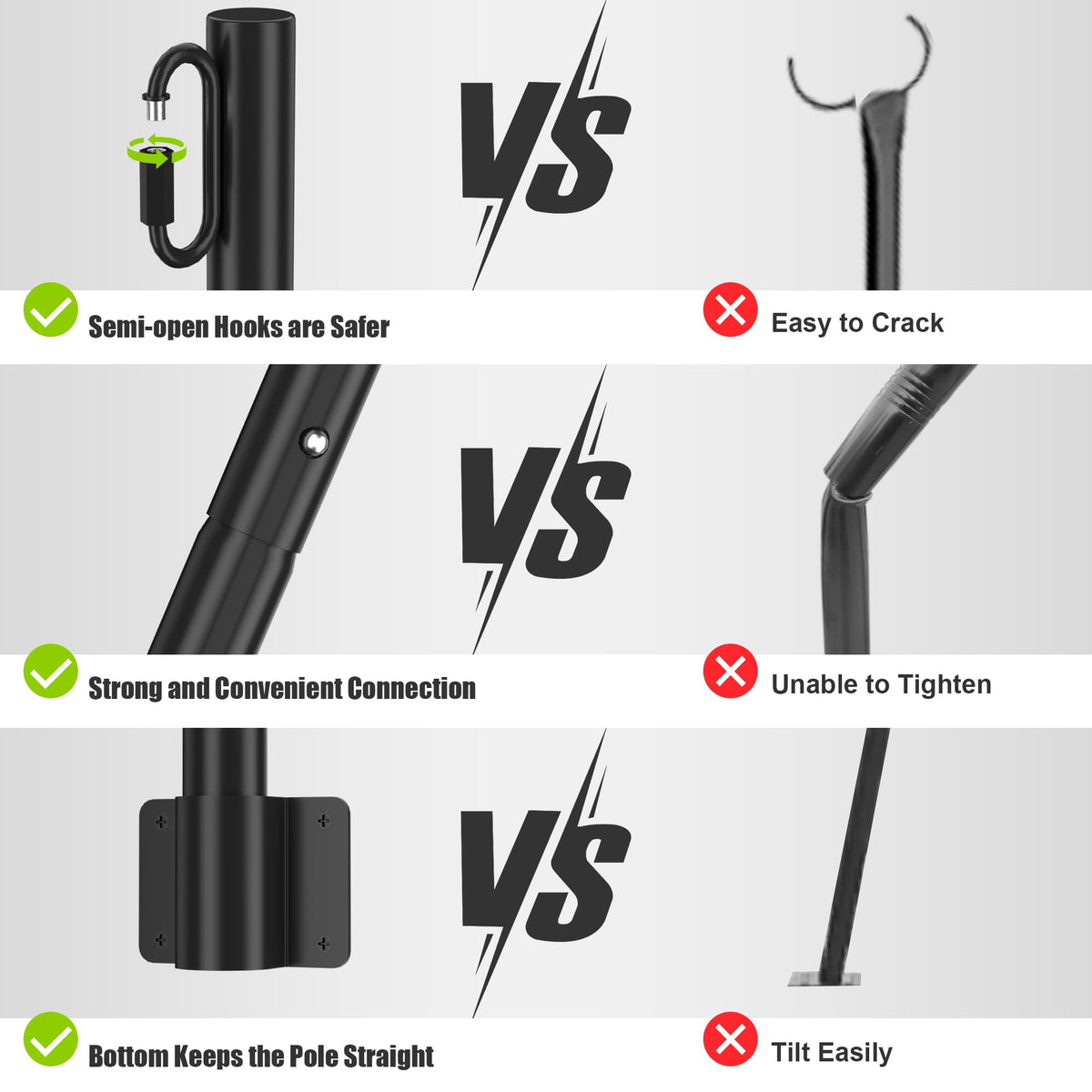 Suchtale fence post light poles with clip and bracket for flexible hanging.
