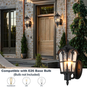 Sucolite 2-pack outdoor sconces ready for quick installation on porch.