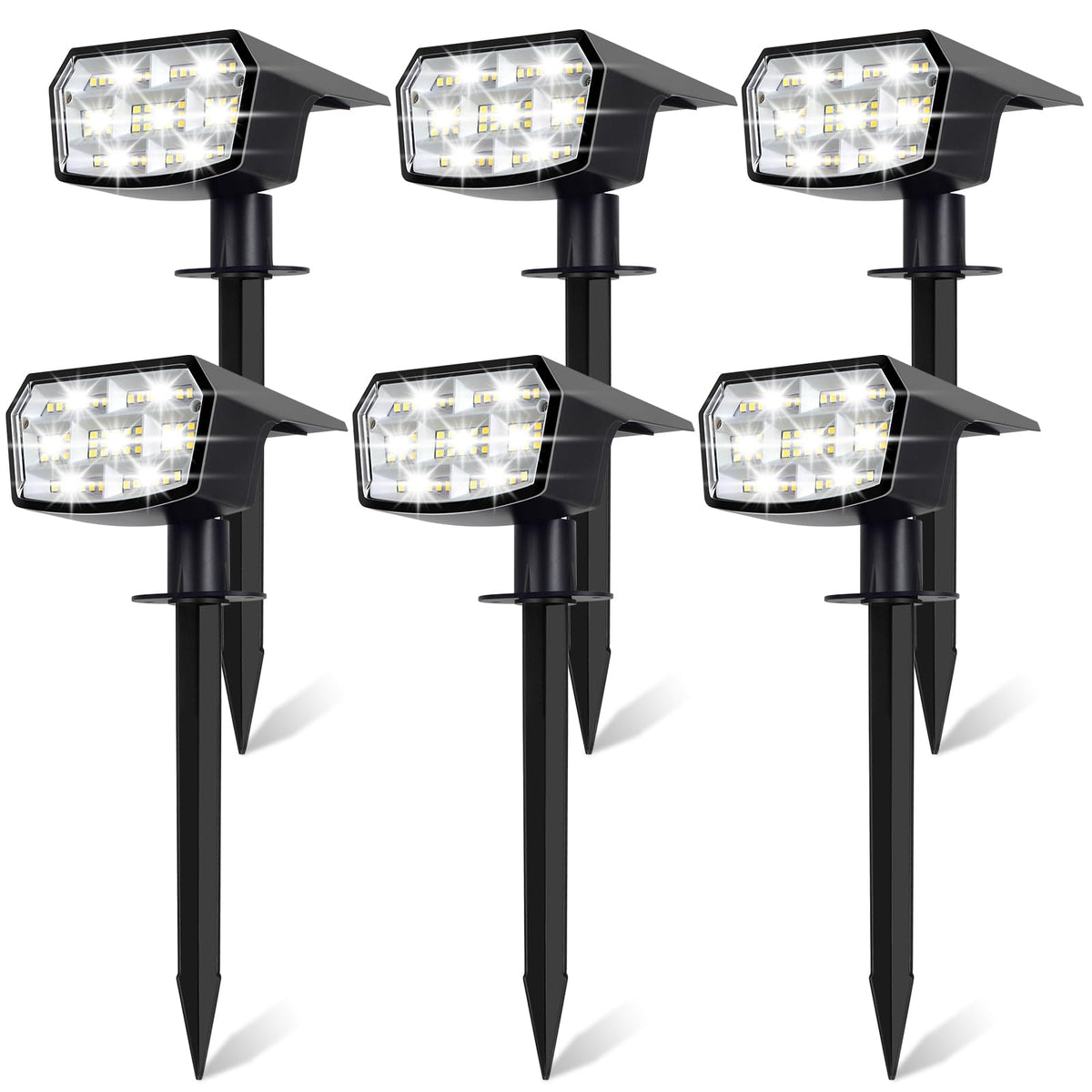 Sucolite 6-pack solar spot lights outdoor IP65 for bright yard illumination.