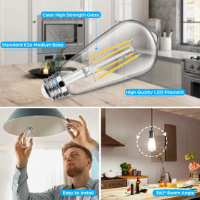 Sucolite 8W LED filament delivers high brightness while saving energy.