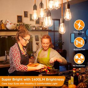 Sucolite ST58 filament bulbs showcase teardrop shape and vintage charm.