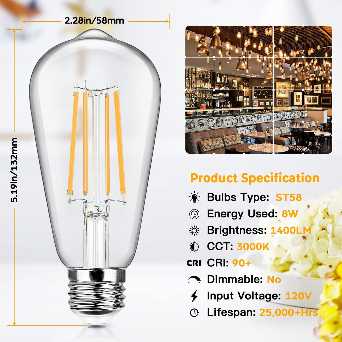 Sucolite 3000K warm-white bulb ideal for dining and relaxing evenings.