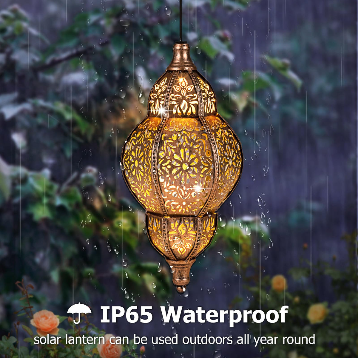 SUCUY outdoor lantern with durable metal shell withstands wind and rain