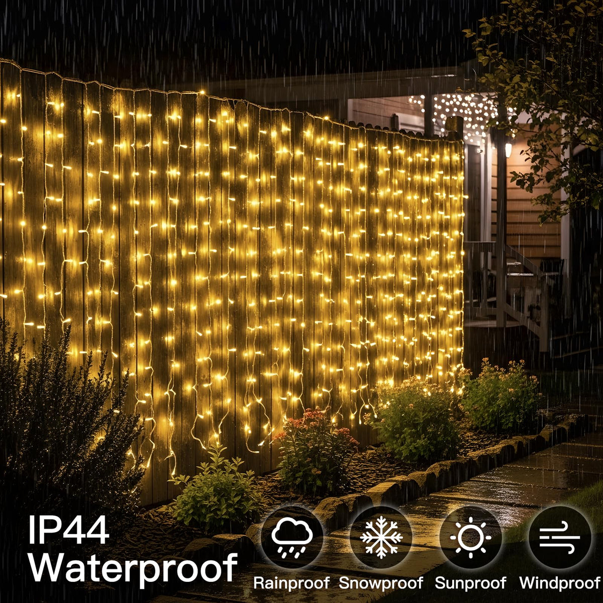 suddus curtain lights outdoor setup weatherproof and safe for patios