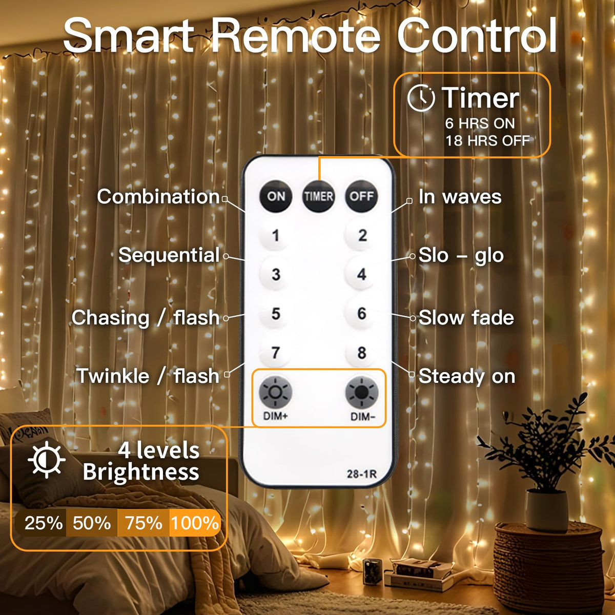 suddus curtain lights remote control dimming for easy mood shifts