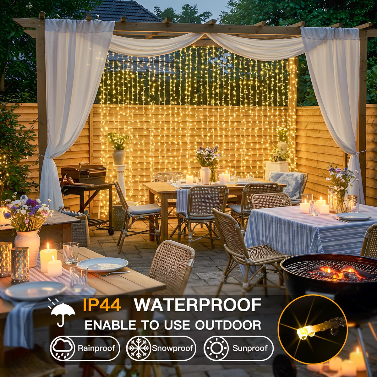 suddus warm white curtain lights ideal for weddings and dorm decor