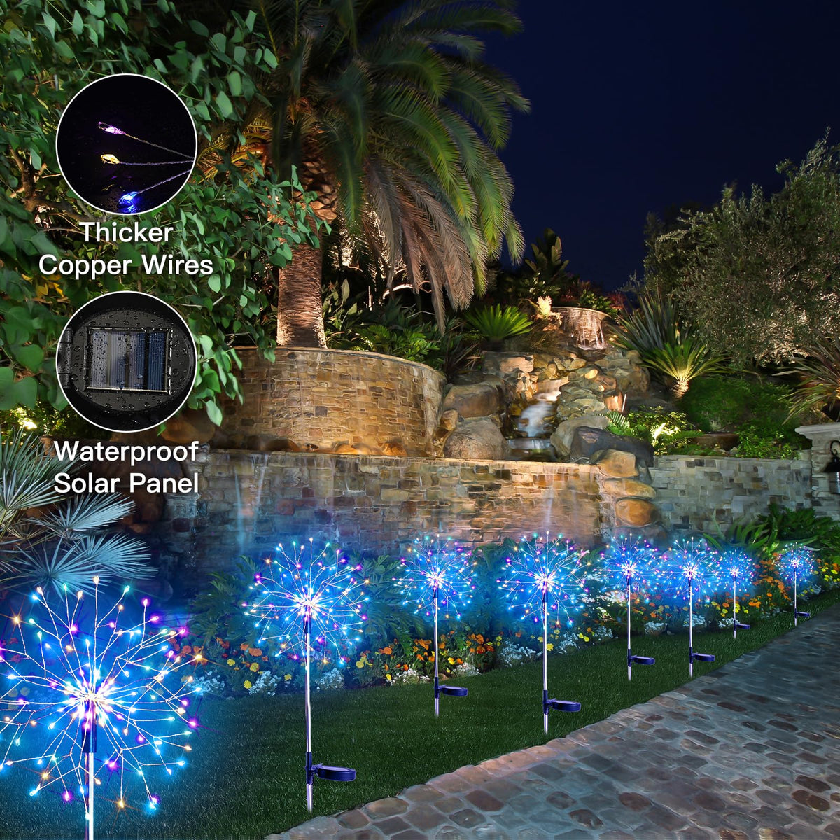 Suddus solar lights auto on at dusk for hands-free ambiance.
