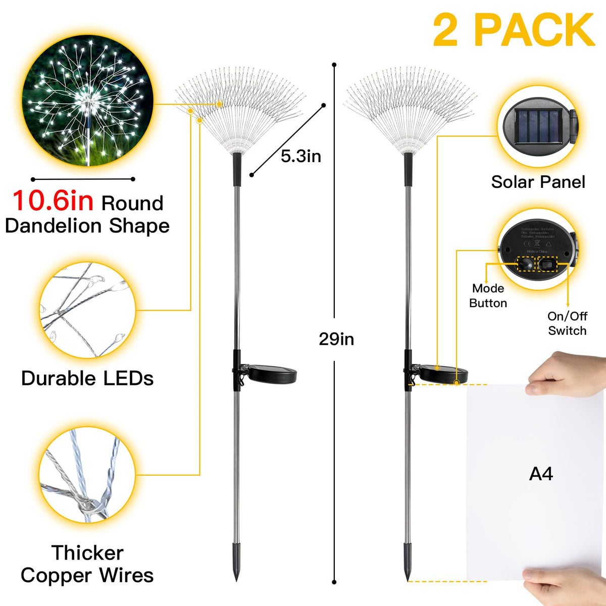 suddus ip44 waterproof stake lights withstand rain for year-round use.