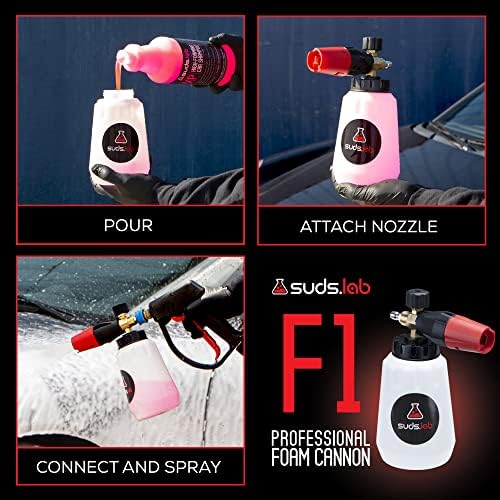 Suds Lab F1 adjustable foam nozzle showing dial control