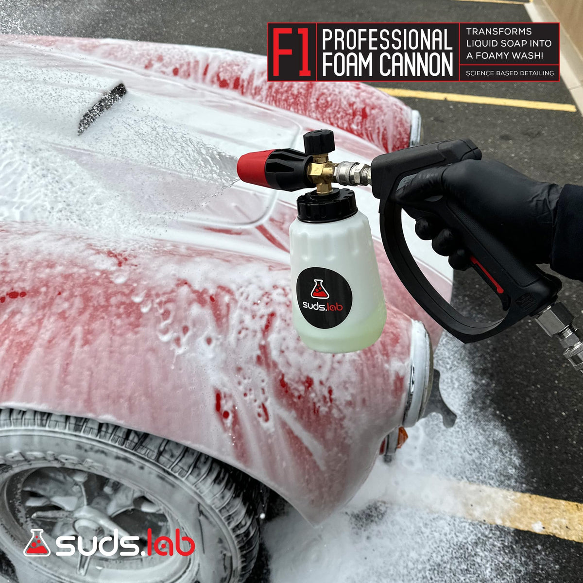 Suds Lab F1 foam blast covering car surfaces evenly