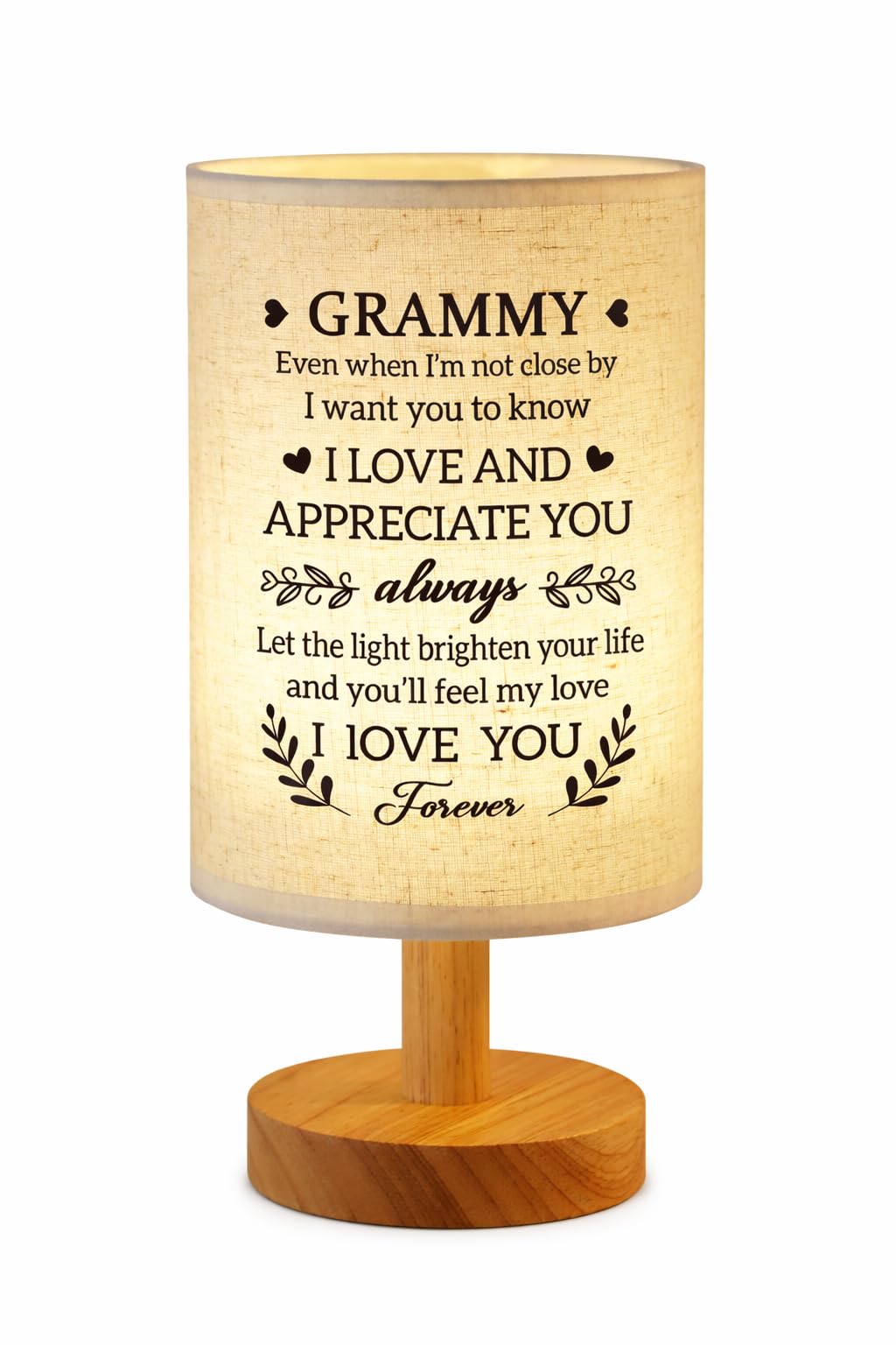 SUEHHYY Grammy bedside lamp with wooden base for warm nights.