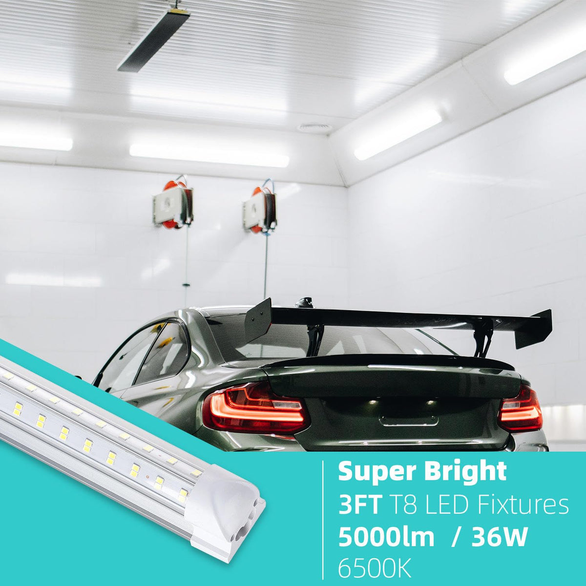 SUERCAI.YO 3ft LED shop light plug and play setup in a workspace