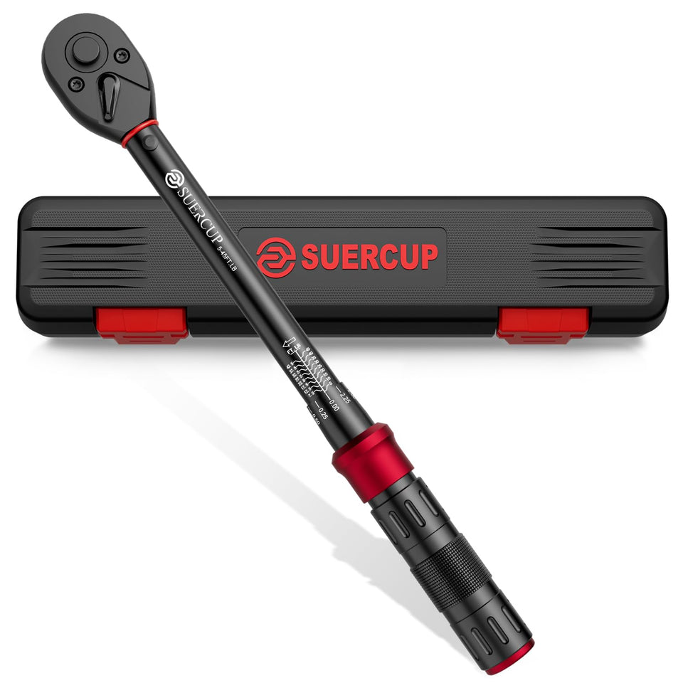 SUERCUP 3/8-inch drive torque wrench with clear readout for precise bike maintenance