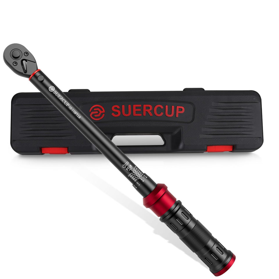 SUERCUP 3/8-inch drive torque wrench with dual-direction ratchet for precise tightening.