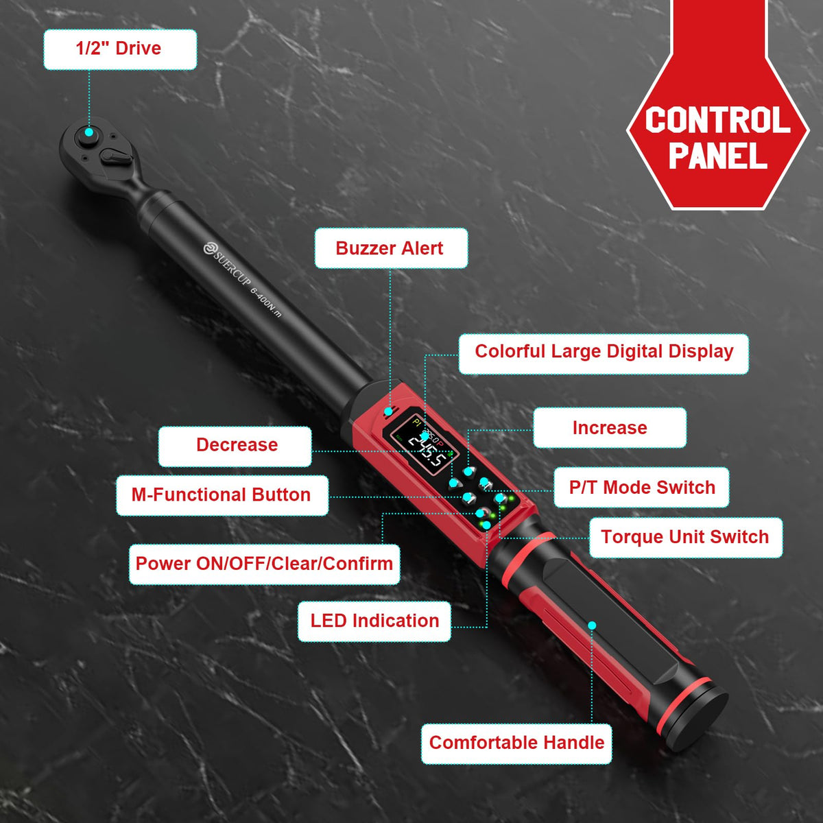 SUERCUP compact digital torque wrench ideal for cars and bikes