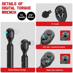 SUERCUP torque wrench featuring 9 preset modes for diverse tasks