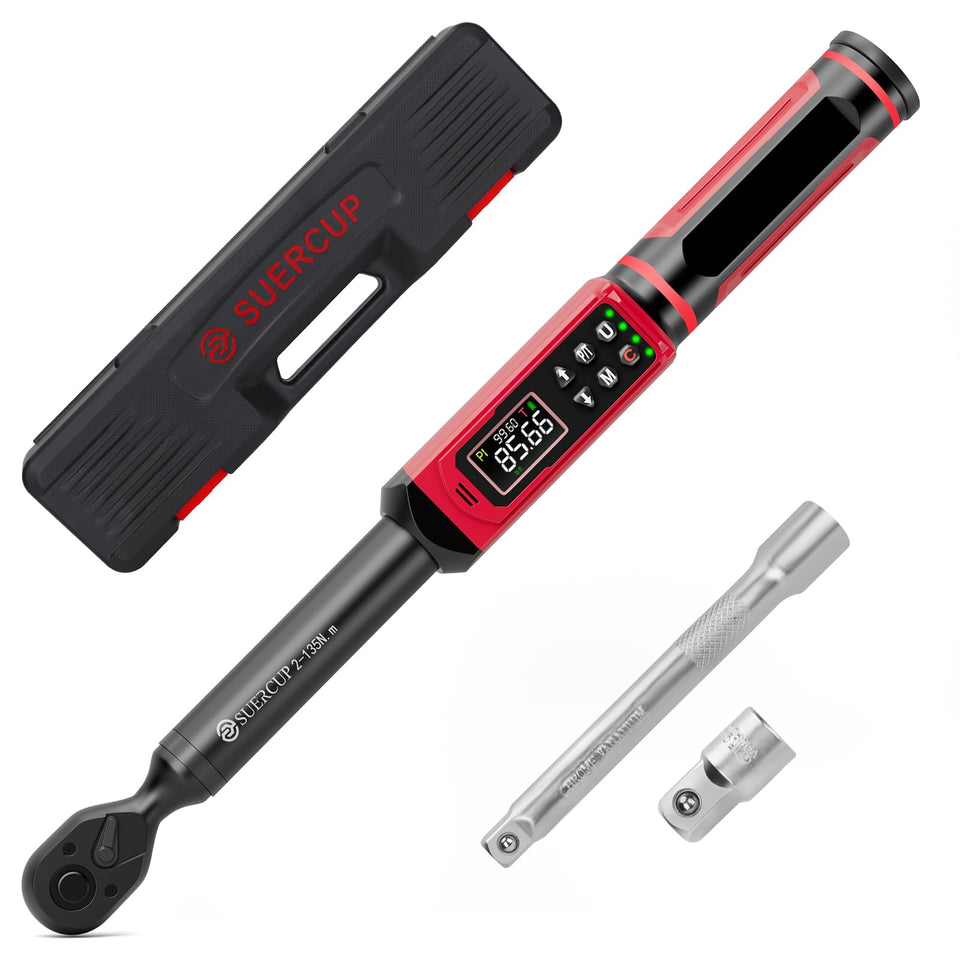 SUERCUP torque wrench with digital display for precise readings in any workspace.