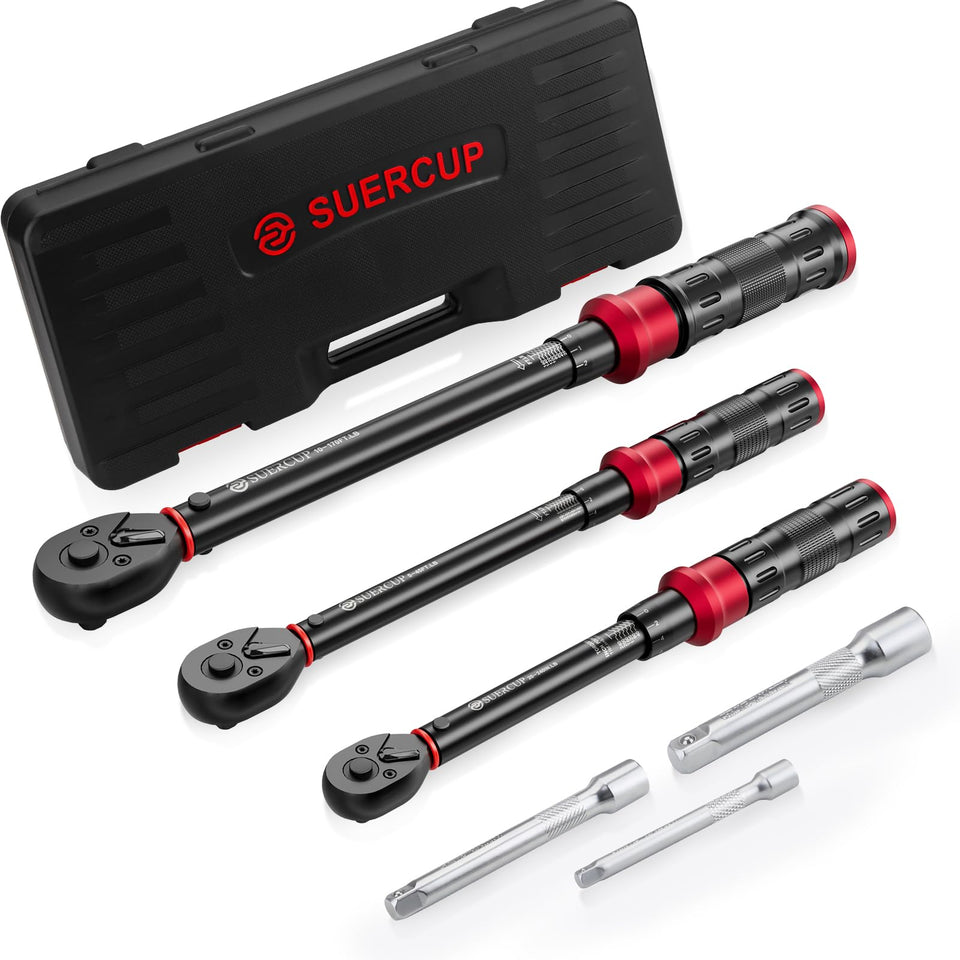 SUERCUP torque wrench set showing 20-240 in-lb range for precise bicycle maintenance