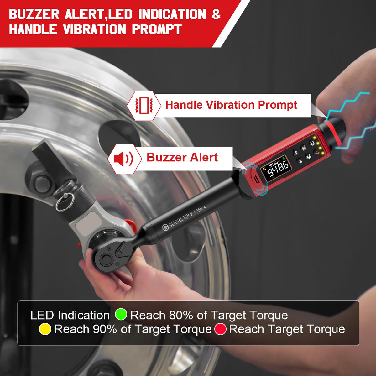 SUERCUP real-time track/peak mode shows current torque for live adjustments.