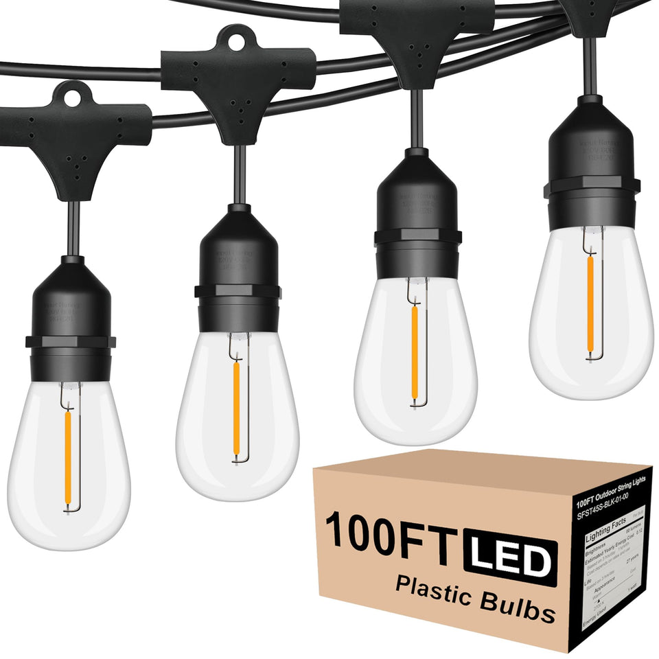 SUFEIMAS outdoor string lights on a 100ft patio for cozy gatherings
