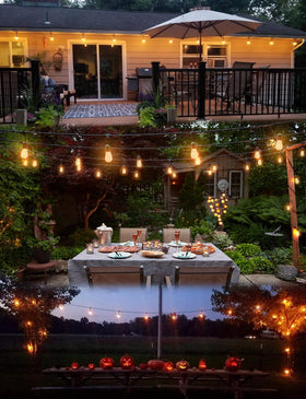 SUFEIMAS warm cafe-style glow enhances outdoor dining