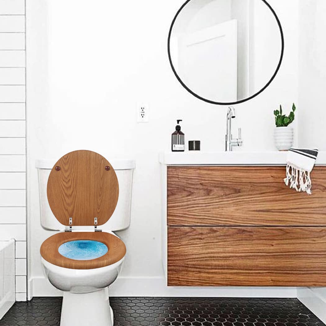 SUFISEAT wooden seat installed on a standard American Standard toilet.