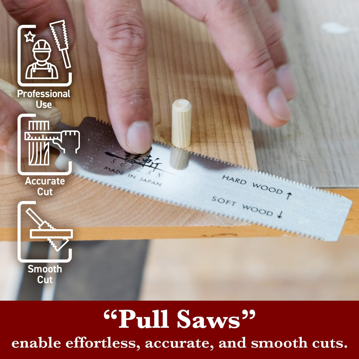 SUIZAN flush cut saw 5-inch angled view ready for hardwood work.