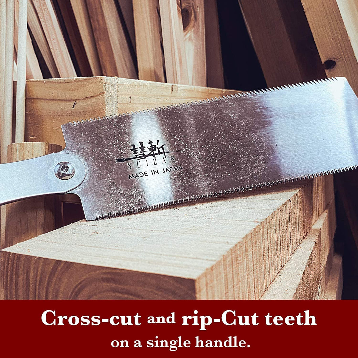 SUIZAN Ryoba blade teeth closeup reveals thin kerf and teeth alignment.