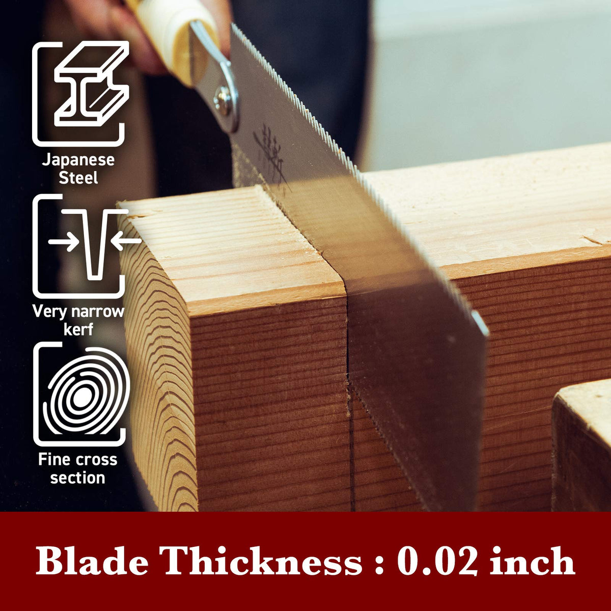 SUIZAN Ryoba pull saw 9.5-inch blade detail for accurate rip and cross cuts