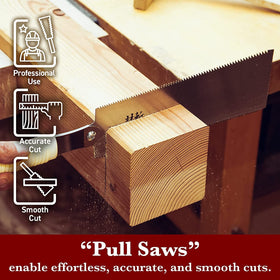 SUIZAN Ryoba in-use pulling action enables precise cuts.