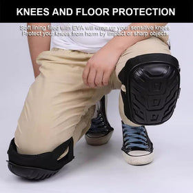 SUJAYU Work Knee Pads showing adjustable neoprene straps for a secure fit