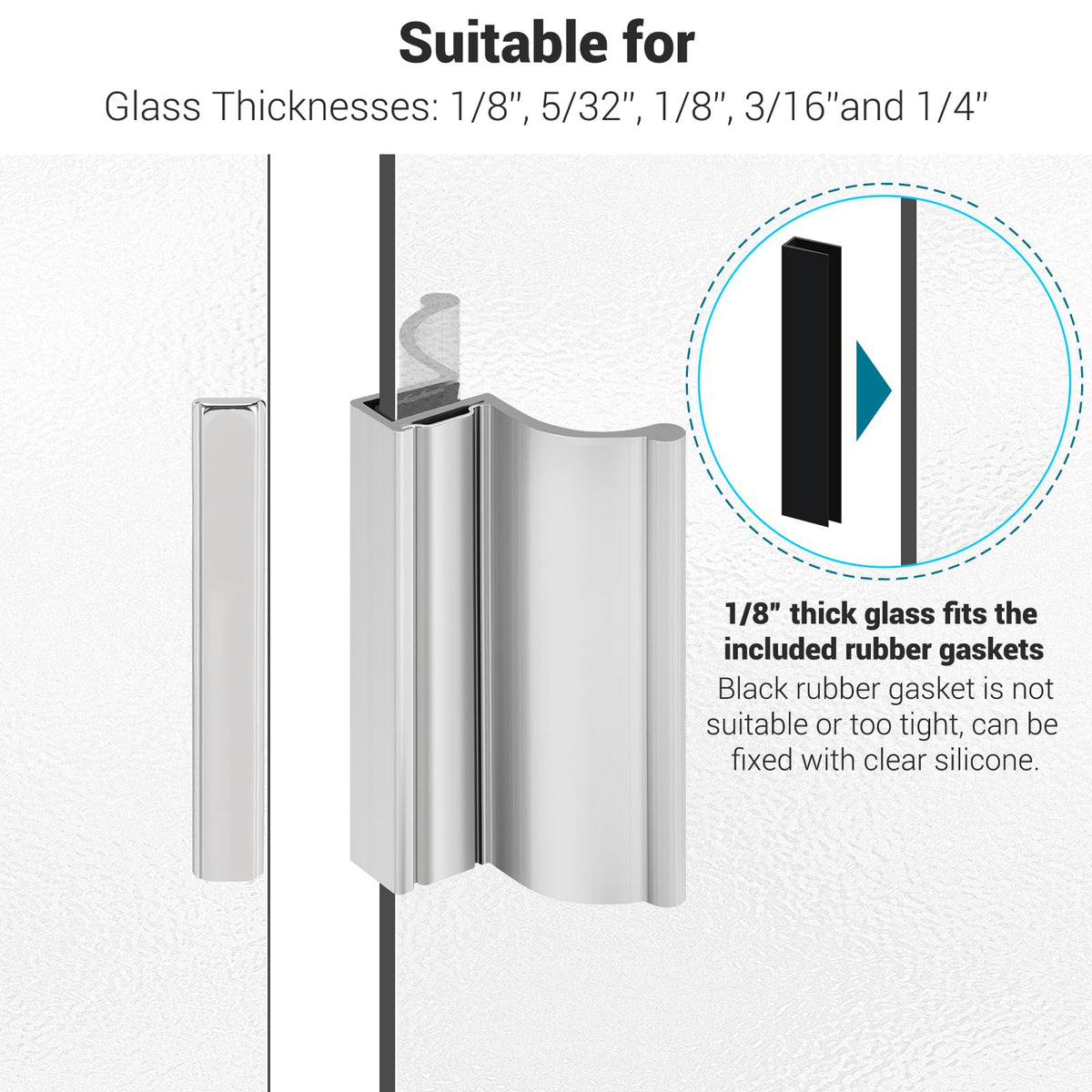 SUKABU 3-inch shower door magnet creating strong magnetic hold on glass