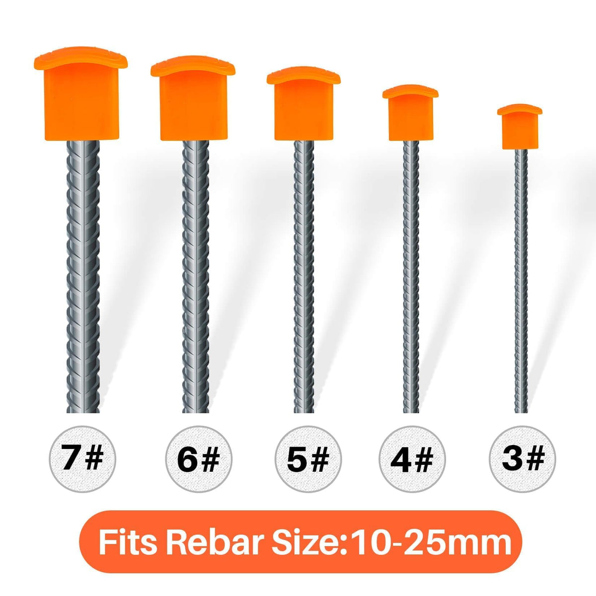 Bright orange visibility of Sukh Rebar Caps improves site safety.