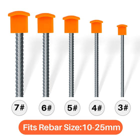 Bright orange visibility of Sukh Rebar Caps improves site safety.