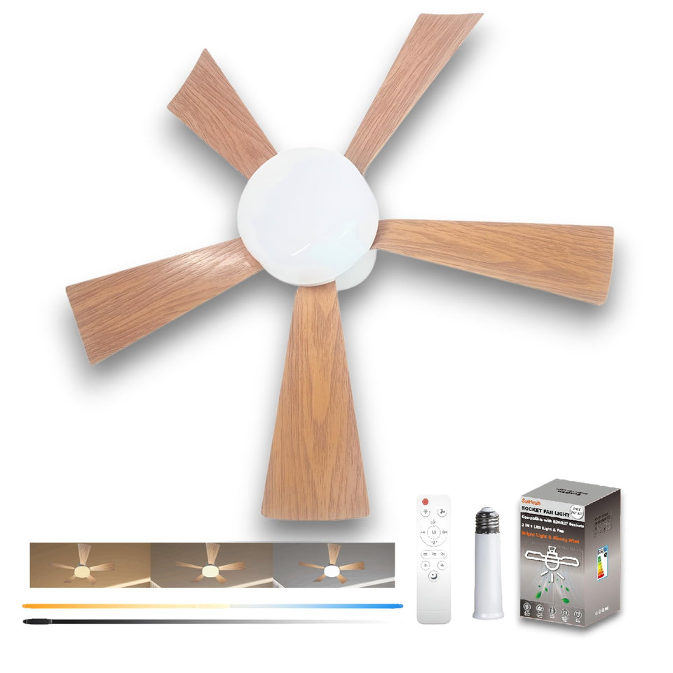 SUKIMIH Socket Fan Light ceiling view with integrated LED for cozy rooms