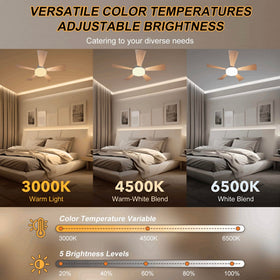 SUKIMIH Socket Fan Light color temperature option for warm, natural, or cool tones