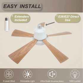SUKIMIH Socket Fan Light remote control for easy brightness and speed adjustments