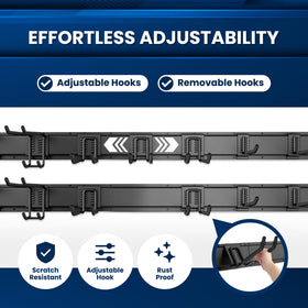 SUKIZZ adjustable hooks demonstrate customizable organization for garden and workshop tools.