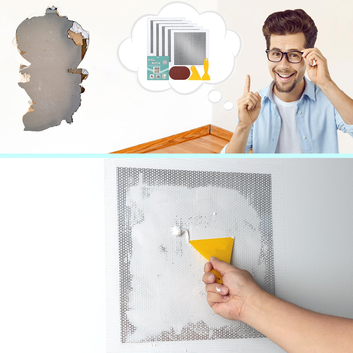 Sulataya repair kit in use on wall for quick crack repair