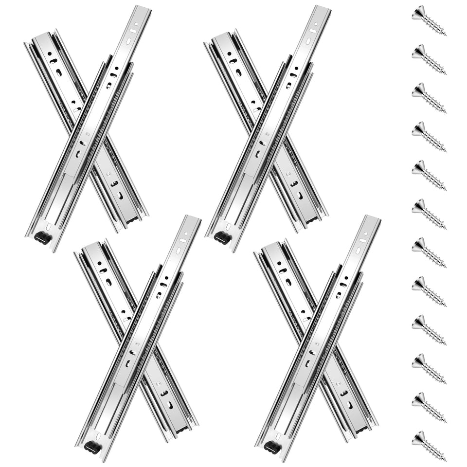Sulawskys 18in drawer slide full extension for effortless access.