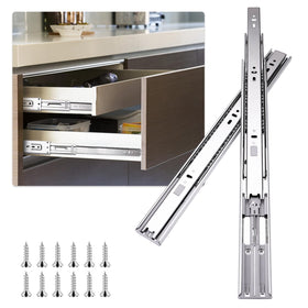 Sulawskys 20-inch soft-close drawer slide front view for quiet operation.