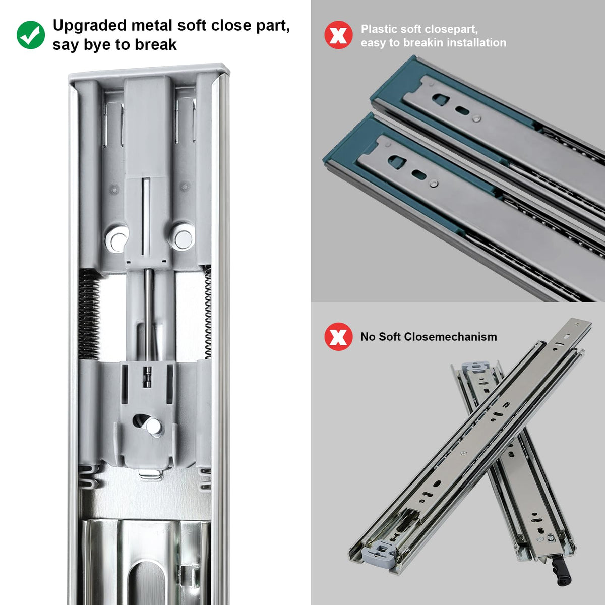 Sulawskys side-mount drawer rail installed on a kitchen cabinet.