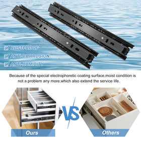Sulawskys side mount rails shown for straightforward installation in various drawers